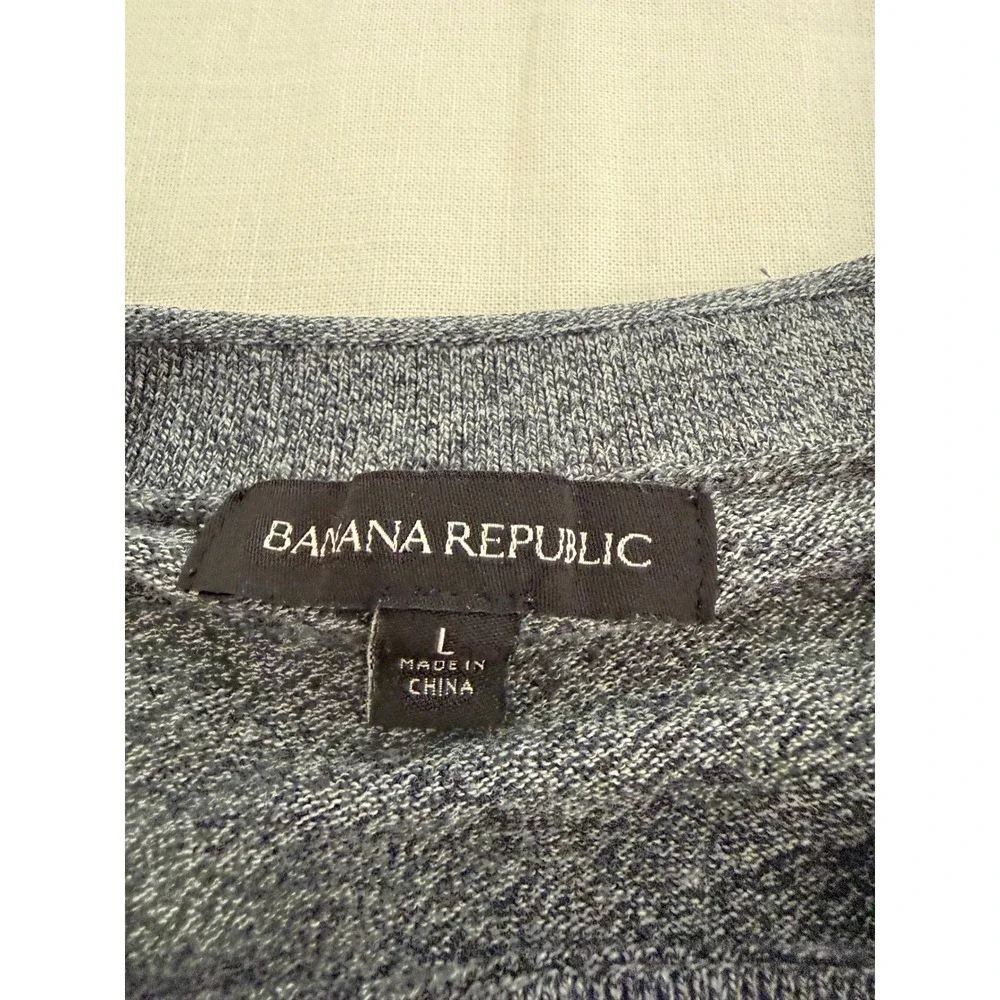 Banana Republic Men L Performance Silk Linen Crewneck Sweater Gray Luxury